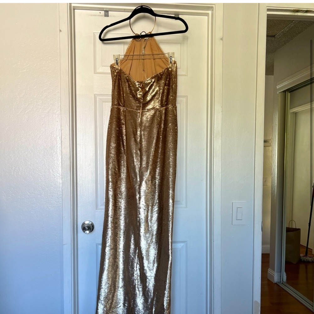 JS Collections Gold Sequin Backless Dress - Picture 2 of 6